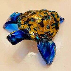 Art Glass Abstract Hand Blown Turtle Paperweight Figurine